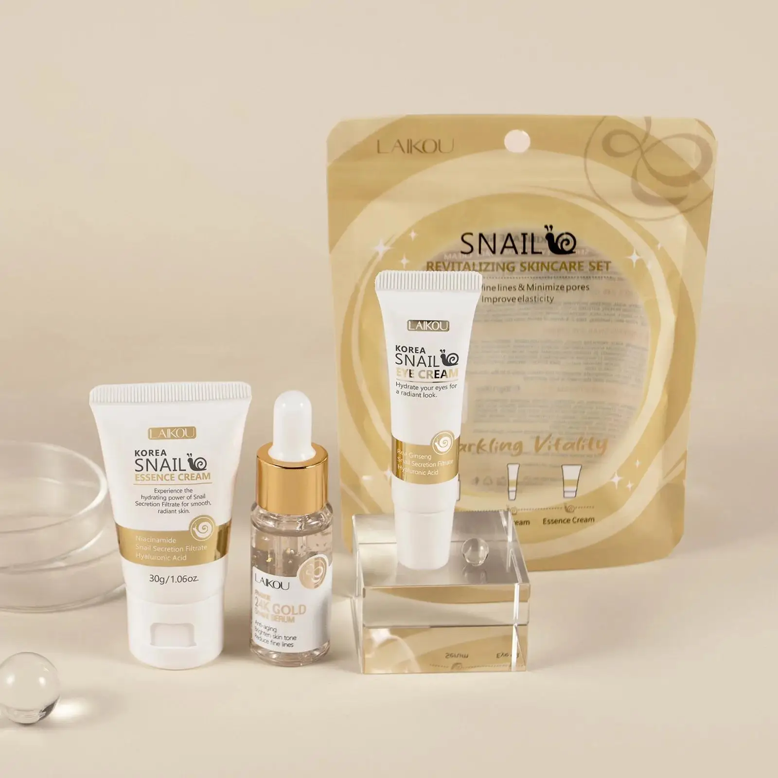 Luxury Skincare Cream - 24-каратное золото, восстанавливающая сыворотка с улиткой,