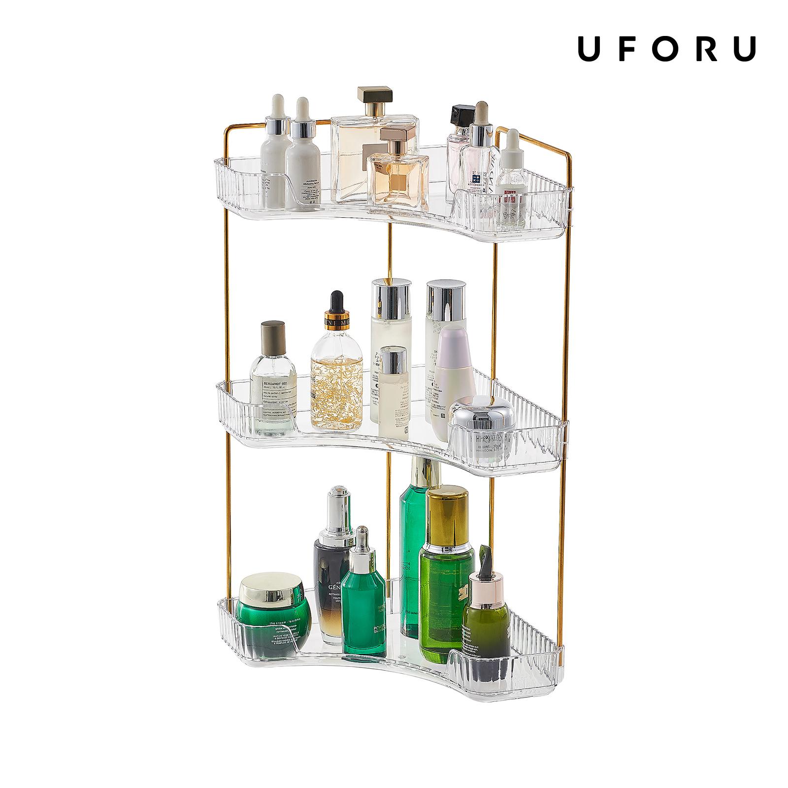 Luxury Gold Skincare - Роскошный прозрачный органайзер для косметики, 3-ярусная